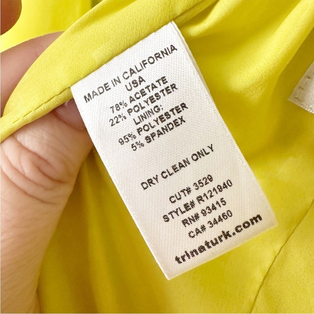 Trina Turk Yellow Blazer Cascade Asymmetric Front One Button Closure Sz 6 - Picture 7 of 10